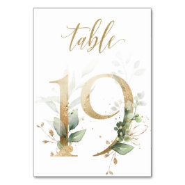 緑と金の葉の装飾、テーブル19、テーブル番号 テーブルナンバー