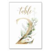 緑と金の葉の装飾、テーブル2、テーブル番号 テーブルナンバー (裏面)