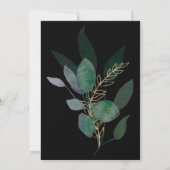 緑と金の葉の黒の幾何学フレーム 招待状 (裏面)