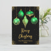緑と金の飾り メリークリスマス シーズンカード (スタンド正面)