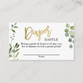 緑と金ゴールドおむつラッフル エンクロージャーカード (正面)