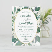 緑と金ゴールドで作ら離れれたフレーム 招待状 (スタンド正面)