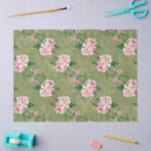 緑と金ゴールドとピンクのバラのデコページ 薄葉紙 (クラフト)