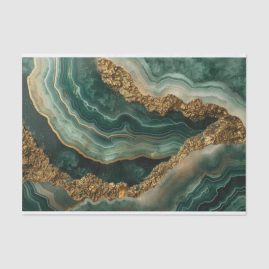 緑と金ゴールドに浮かぶ美しい水晶 薄葉紙 (正面)