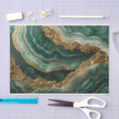 緑と金ゴールドに浮かぶ美しい水晶 薄葉紙 (クラフト)