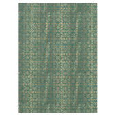 緑と金ゴールドのアートデコのタイル テーブルクロス (正面)