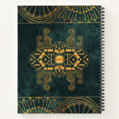 緑と金ゴールドのアールデコ ノートブック (裏面)