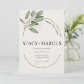 緑と金ゴールドのエレガントな結婚式の招待状 招待状 (スタンド正面)