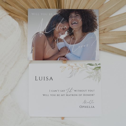 緑と金ゴールドのオナーカードの色褪せた写真マトロン 招待状