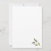 緑と金ゴールドのオーバル淡い色のフォト付きソフトイエローローズ セーブザデート (裏面)