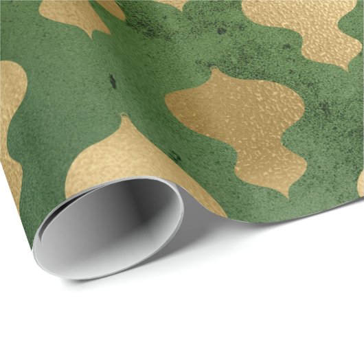 緑と金ゴールドのクリスエレガントマスデコレーションパターン ラッピングペーパー (ロールコーナー)