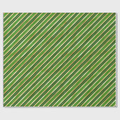 緑と金ゴールドのクリスマスストライプの ラッピングペーパー (フラット)