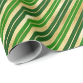 緑と金ゴールドのクリスマスストライプの ラッピングペーパー (ロールコーナー)