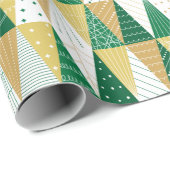 緑と金ゴールドのクリスマスツリー ラッピングペーパー (ロールコーナー)