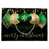 緑と金ゴールドのクリスマスボードクリスマス ラージペーパーバッグ (裏面)