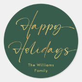 緑と金ゴールドのクリスマス ラウンドシール (正面)