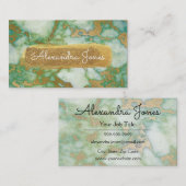 緑と金ゴールドのグリッターと輝く大理石 名刺 (正面/裏面)