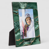 緑と金ゴールドのグリッターのエレガントゲート名の写真 フォトプラーク (側面)