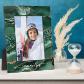 緑と金ゴールドのグリッターのエレガントゲート名の写真 フォトプラーク (側面)