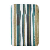 緑と金ゴールドのグリッターストライプ バスマット (正面縦)