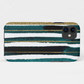 緑と金ゴールドのグリッターストライプ Case-Mate iPhoneケース (裏面(横))