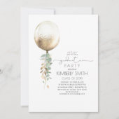 緑と金ゴールドのグリッターバルーンの卒業 招待状 (正面)