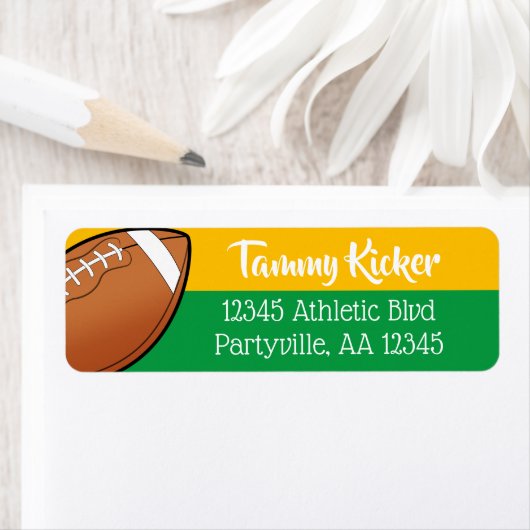 緑と金ゴールドのサッカーアドレス ラベル (インサイチュ)