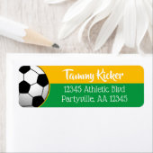 緑と金ゴールドのサッカーアドレス ラベル (インサイチュ)