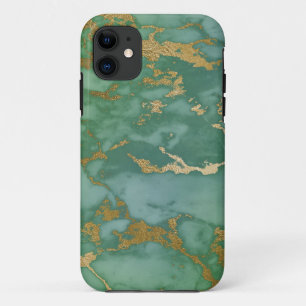 緑と金ゴールドのトレンディー大理石テクスチャのイメージ iPhone 11 ケース