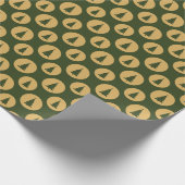 緑と金ゴールドのドットとクリスマスツリーパターン ラッピングペーパー (角)