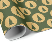 緑と金ゴールドのドットとクリスマスツリーパターン ラッピングペーパー (ロールコーナー)