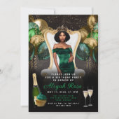 緑と金ゴールドのバルーン王室の誕生日招待状 招待状 (正面)