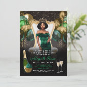 緑と金ゴールドのバルーン王室の誕生日招待状 招待状 (スタンド正面)