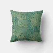 緑と金ゴールドのパーム葉のパターン クッション (裏面)