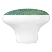 緑と金ゴールドのパーム葉のパターン セラミックノブ (側面)