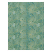 緑と金ゴールドのパーム葉のパターン テーブルクロス (正面)