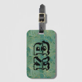 緑と金ゴールドのパーム葉のパターン ラゲッジタグ (正面縦)