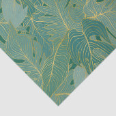 緑と金ゴールドのパーム葉のパターン 薄葉紙 (詳細)