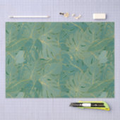 緑と金ゴールドのパーム葉のパターン 薄葉紙 (クラフト)