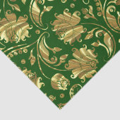 緑と金ゴールドのフローラのマスクのパターン 薄葉紙 (詳細)