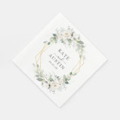 緑と金ゴールドのフローラ幾何学的結婚緑 スタンダードランチョンナプキン (角)