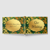 緑と金ゴールドのフローラ ゲストブック (全面)