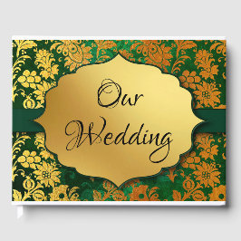 緑と金ゴールドのフローラ ゲストブック