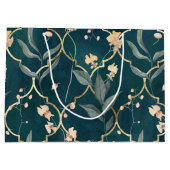 緑と金ゴールドのフローラ ラージペーパーバッグ (裏面)