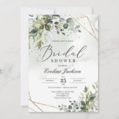 緑と金ゴールドのブライダルシャワーへの招待 招待状 (正面)
