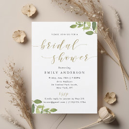 緑と金ゴールドのブライダルシャワーへの招待 招待状