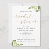 緑と金ゴールドのブライダルシャワーへの招待 招待状 (正面)