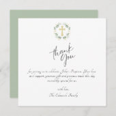 緑と金ゴールドのミニマリストの洗礼 サンキューカード (正面/裏面)