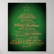 緑と金ゴールドのメリークリスマスツリー