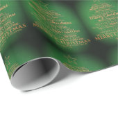 緑と金ゴールドのメリークリスマスツリー ラッピングペーパー (ロールコーナー)